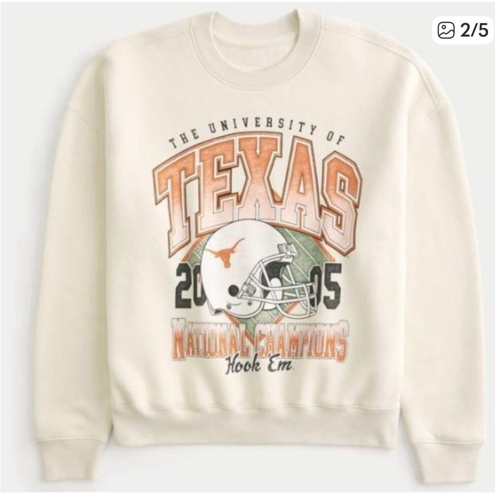 Hollister Cream Texas National Champions Graphic Sweater
